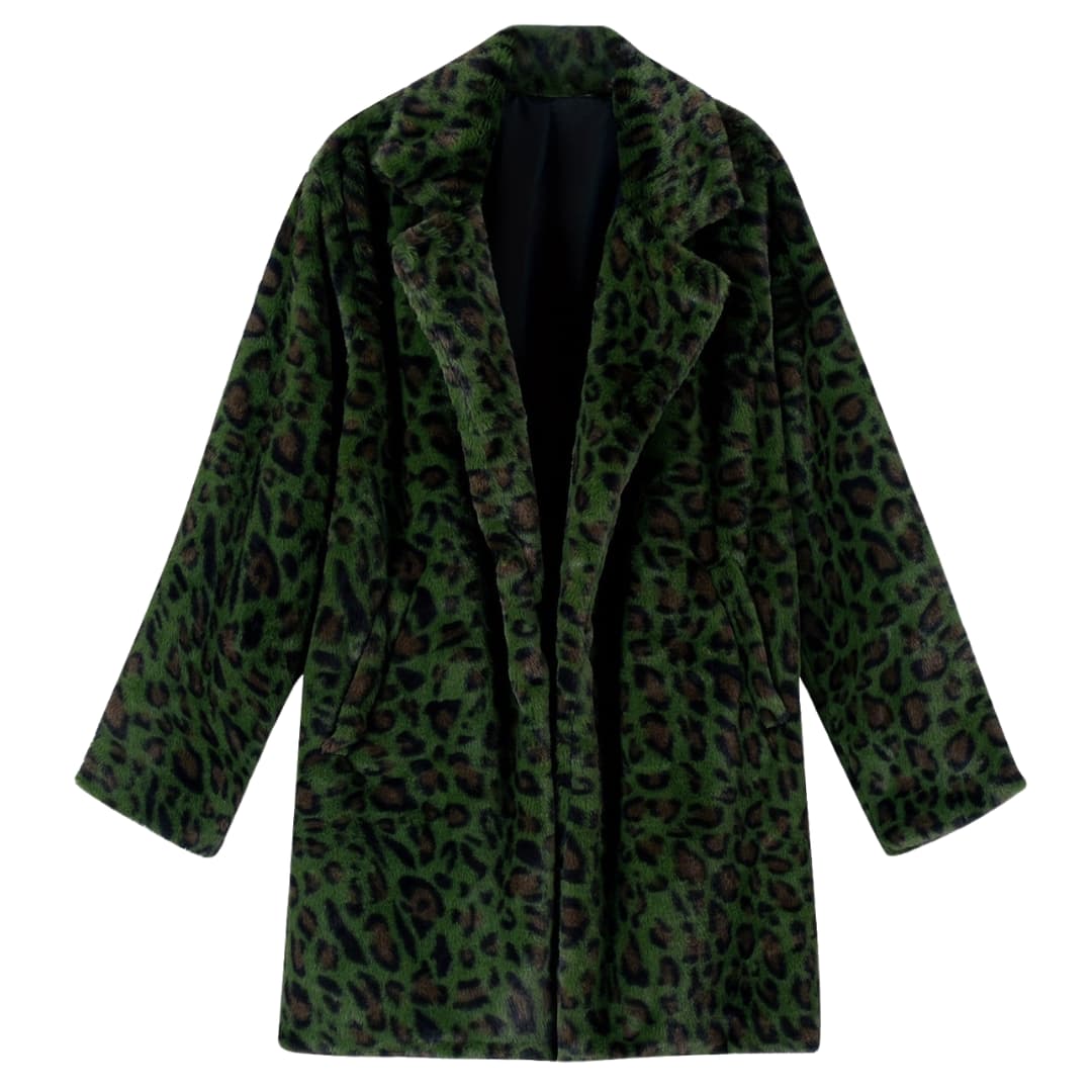 Plus Size Leopard print Open Cardigan Long Jacket