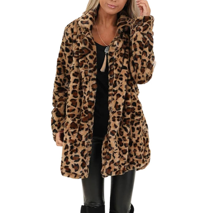 Plus Size Leopard print Open Cardigan Long Jacket