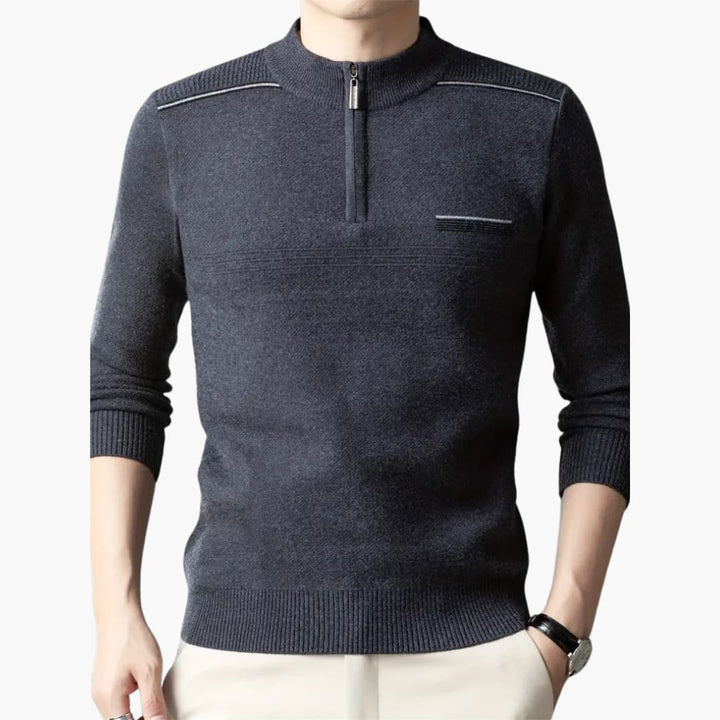 Maxim - Warm knitted jumper with zip for men