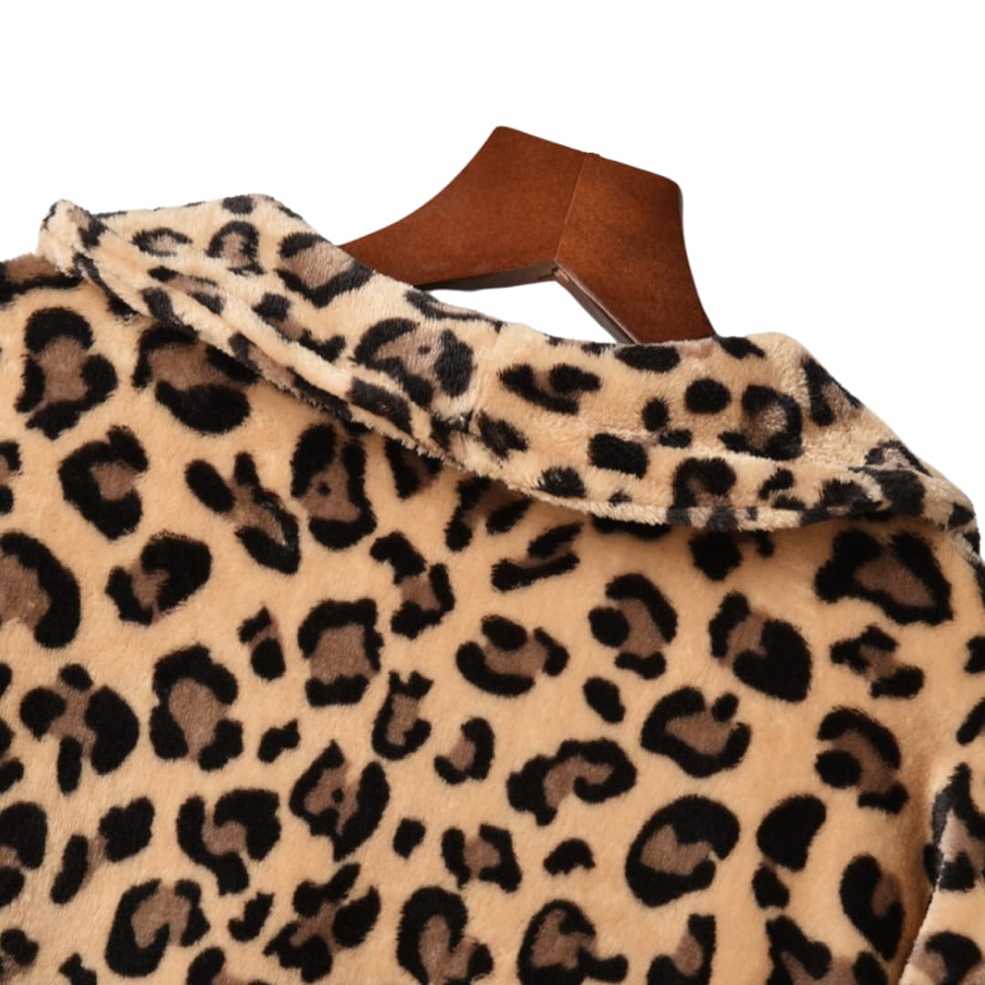 Plus Size Leopard print Open Cardigan Long Jacket