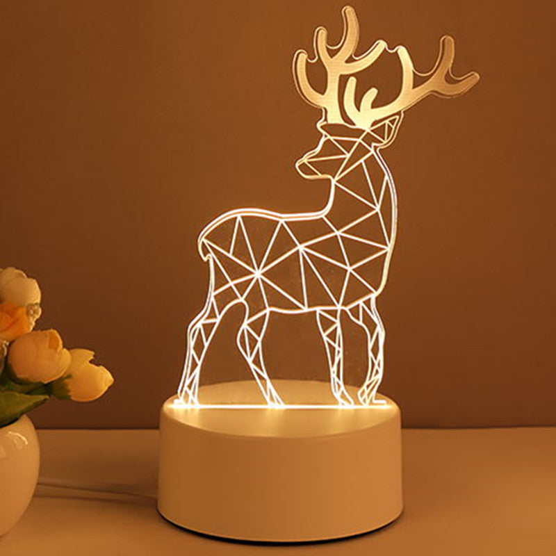 3D-lampa i akryl med USB och LED, många motiv för barnrum och hem
