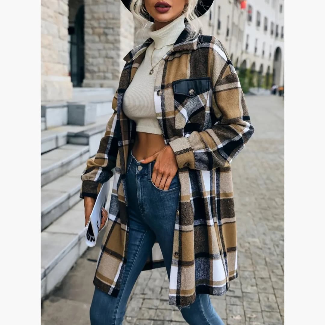 Marta - Classic pleddmönstret coat for women