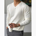 Emmanuel - Stylish long-sleeved jumper with V-neck for men