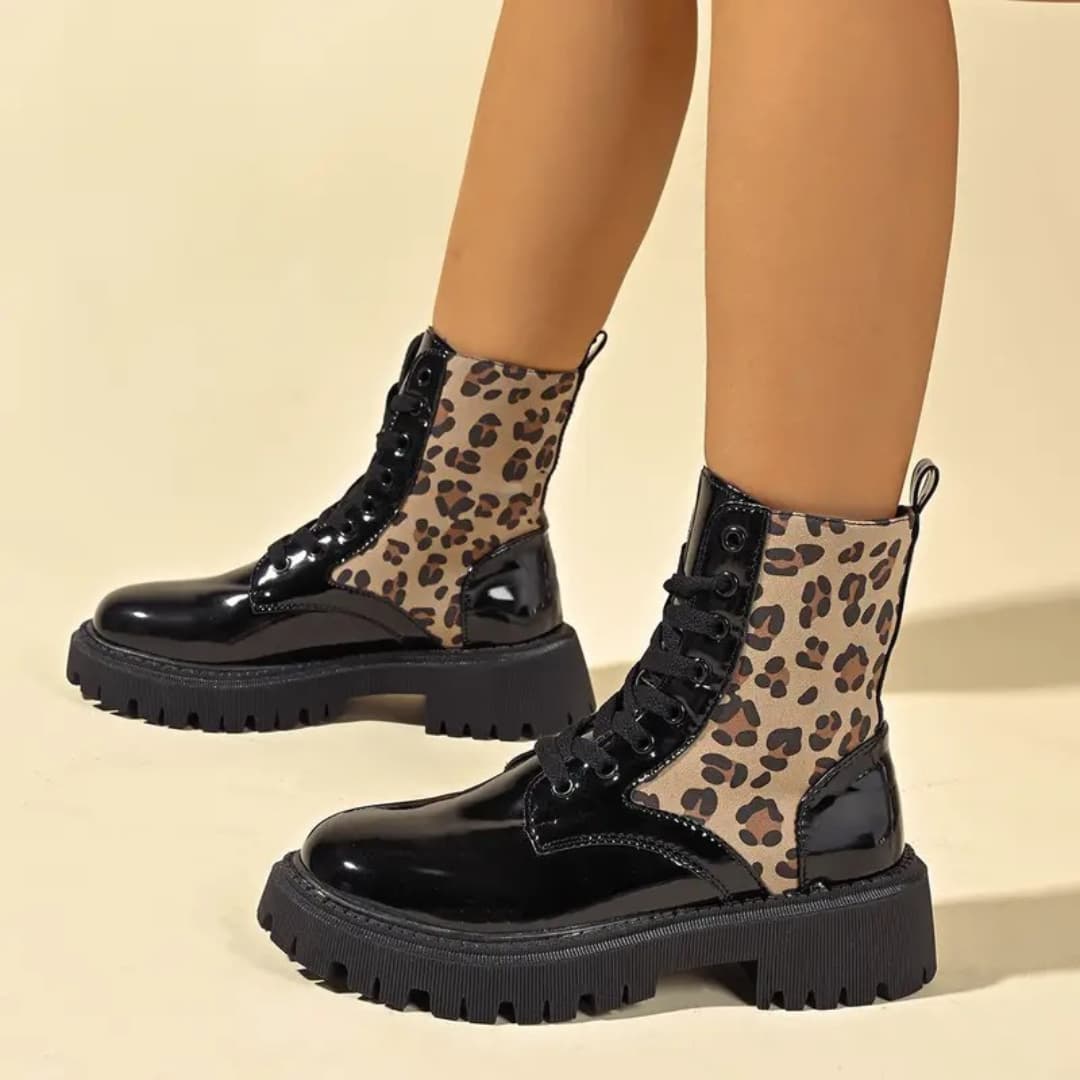Kendall - Fashionable ankle boots with leopard print for women