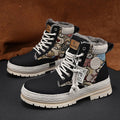 Motorsykkelstövler with graphic print for men windproof non-slip and stylish