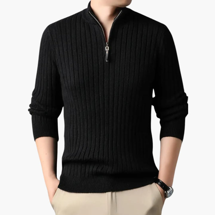 Egor - Stylish knitted jumper with half zip for men