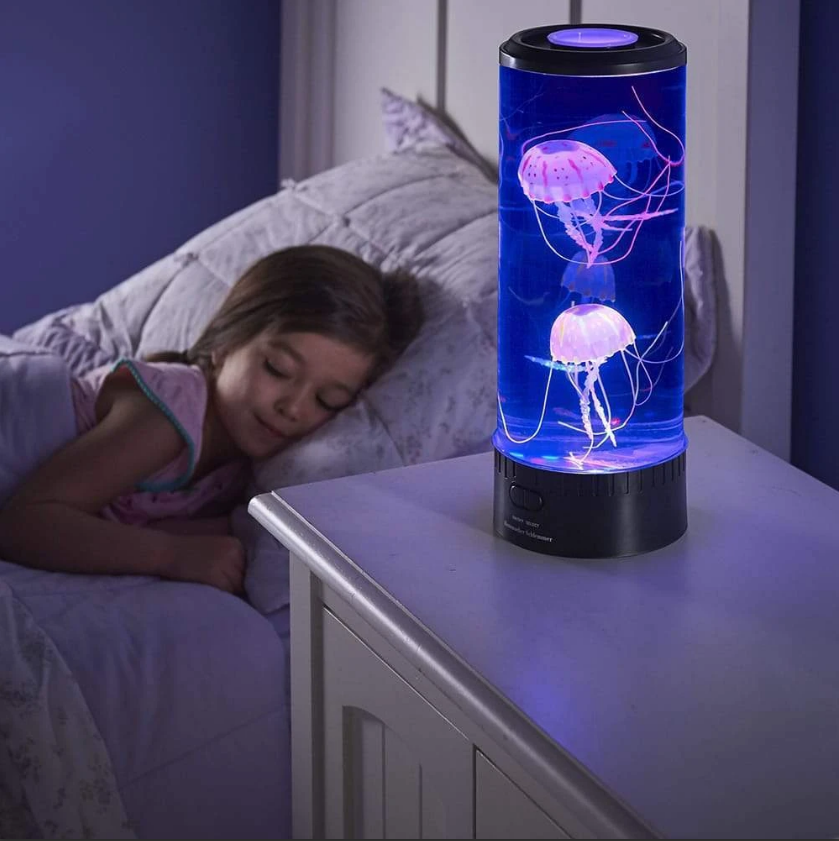 Maneakvarium som LED-lampa med vulkaneffekt och USB