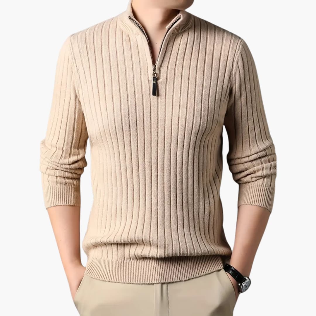 Egor - Stylish knitted jumper with half zip for men