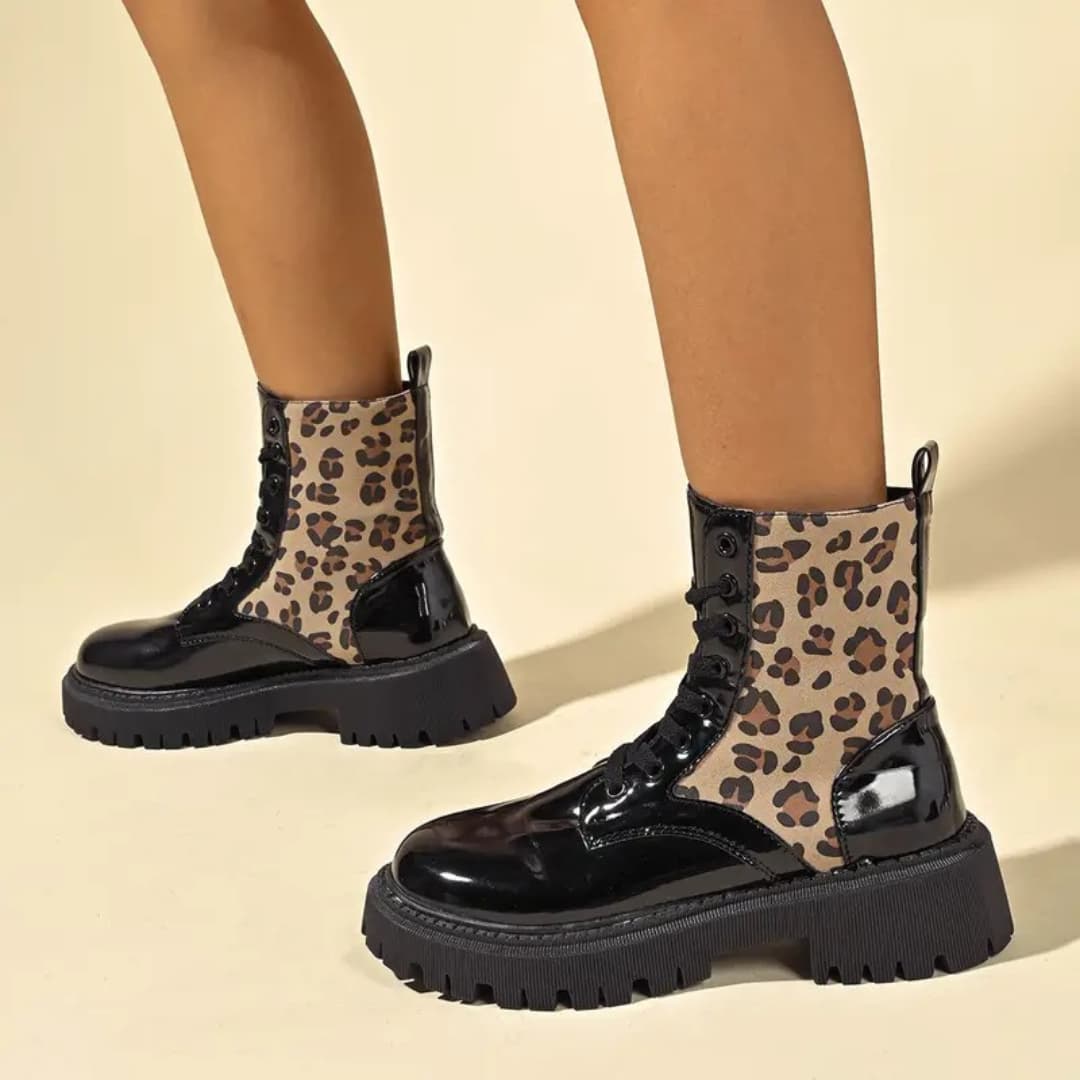 Kendall - Fashionable ankle boots with leopard print for women