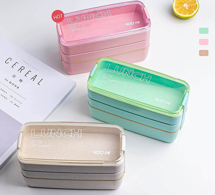 3-Layer Bento Lunch Box for Home, School and Work