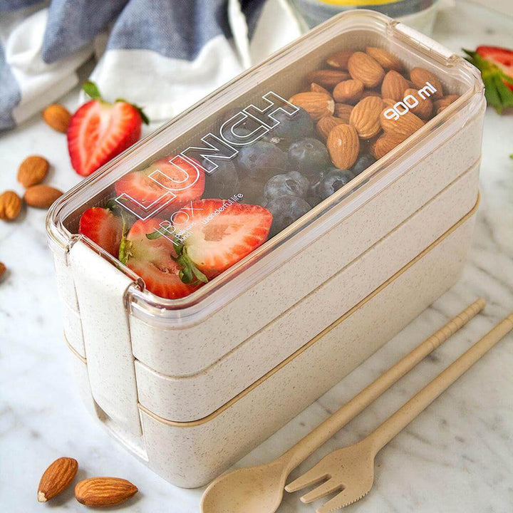 3-Layer Bento Lunch Box for Home, School and Work