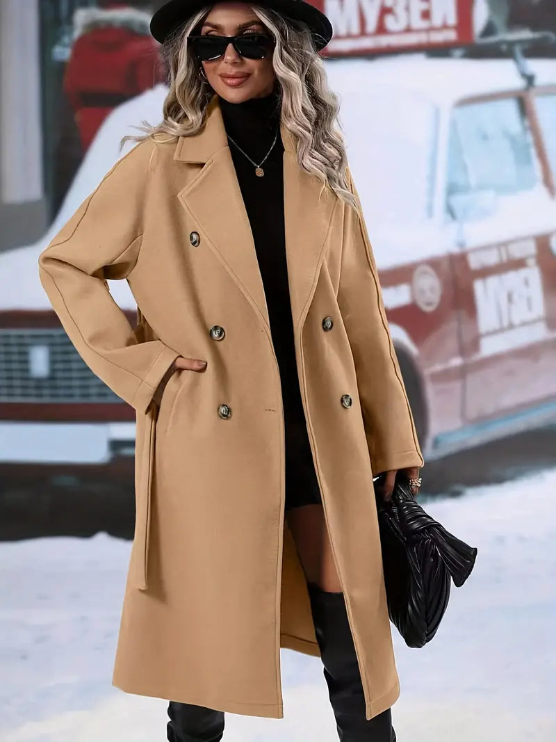 Elegant Dobbelkneppet Midi-Winter jacket