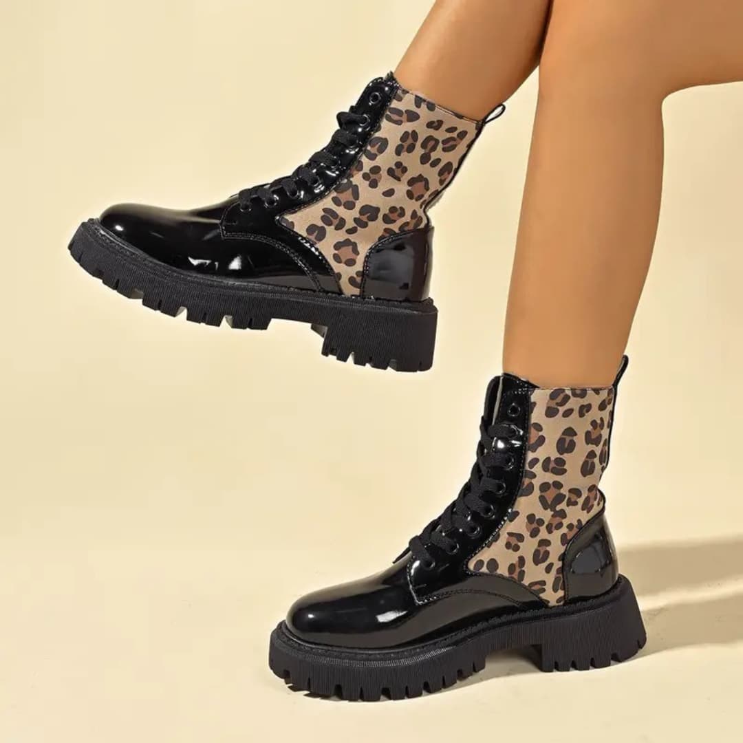 Kendall - Fashionable ankle boots with leopard print for women