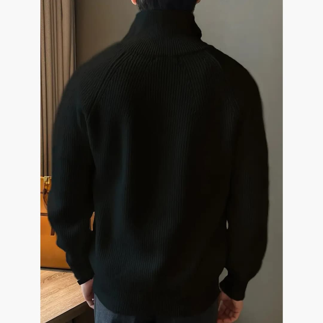 Stefan - Classic knitted jumper with half zip for men