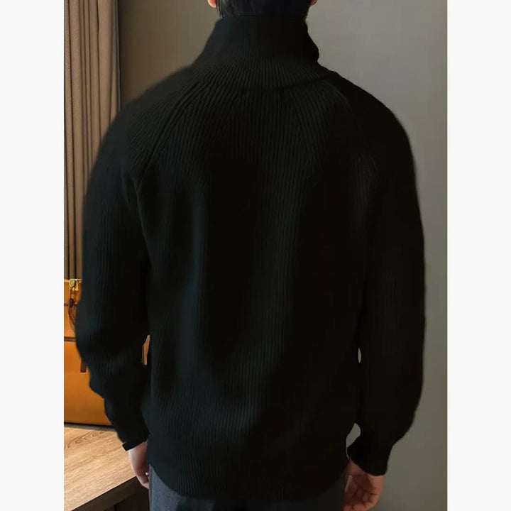 Stefan - Classic knitted jumper with half zip for men