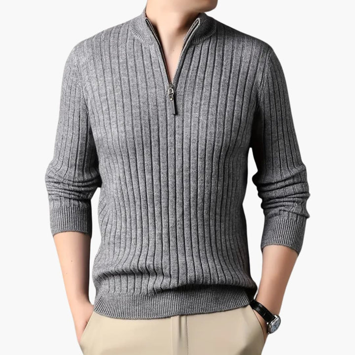 Egor - Stylish knitted jumper with half zip for men