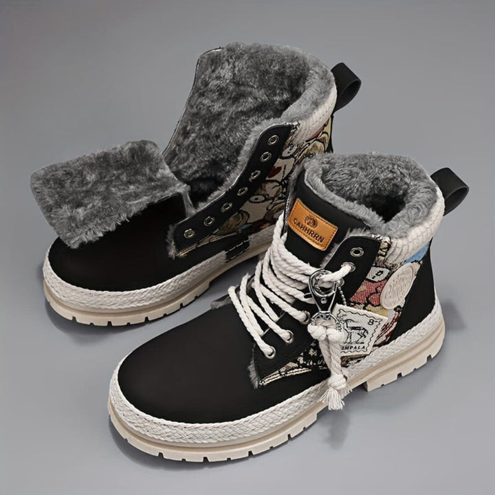 Motorsykkelstövler with graphic print for men windproof non-slip and stylish