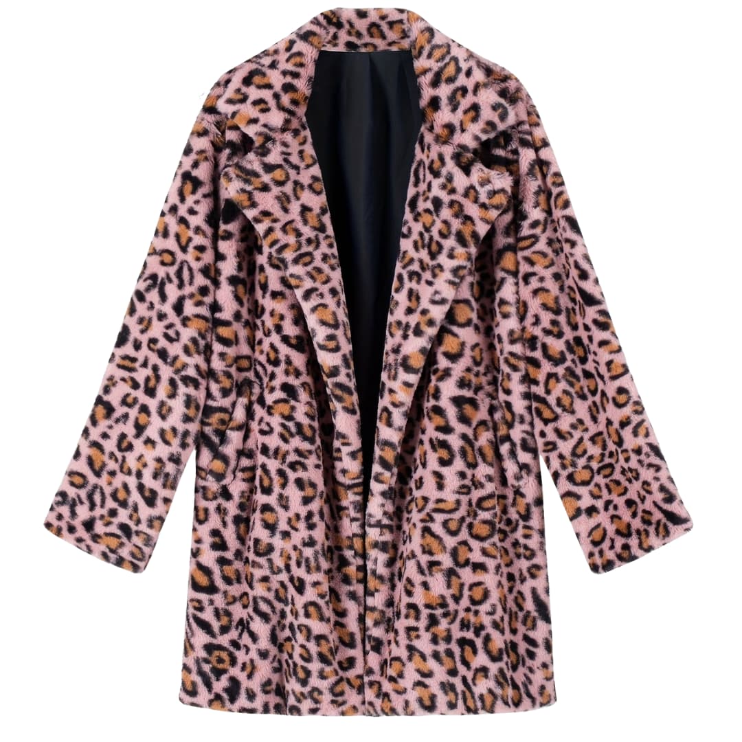 Plus Size Leopard print Open Cardigan Long Jacket