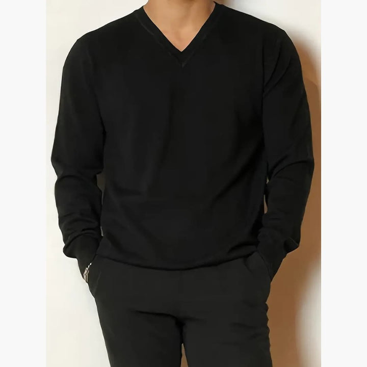 Emmanuel - Stylish long-sleeved jumper with V-neck for men