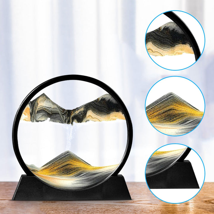 3D Moving Sand Art Hourglass for Calming Atmosphere