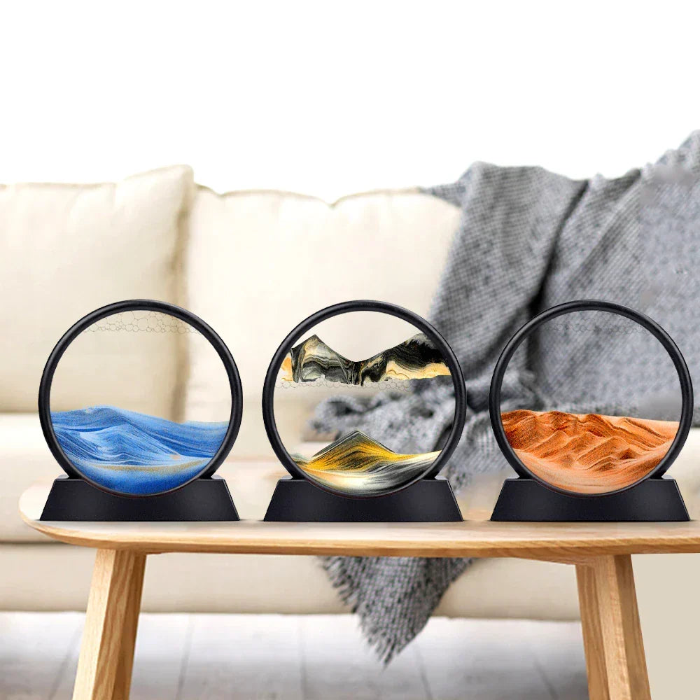 3D Moving Sand Art Hourglass for Calming Atmosphere