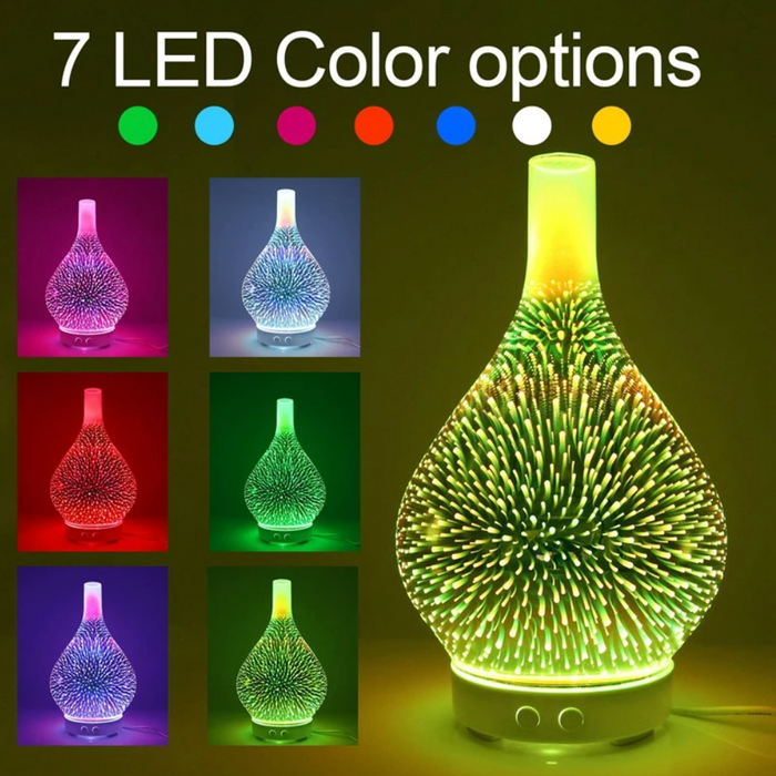 3 D glassv struggle savour diffusor with färgskiftende suffered light