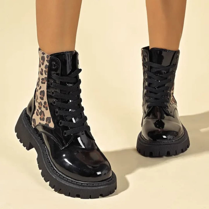Kendall - Fashionable ankle boots with leopard print for women