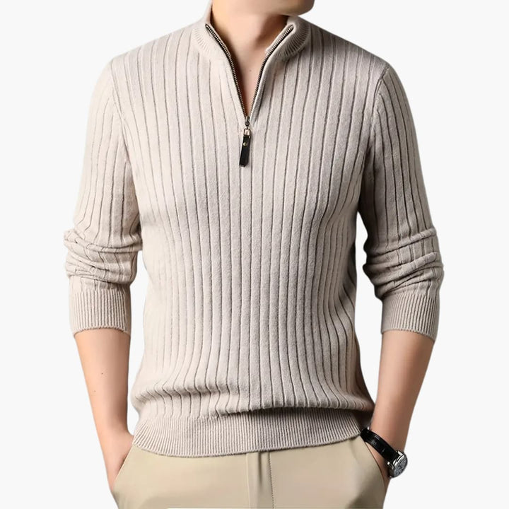 Egor - Stylish knitted jumper with half zip for men