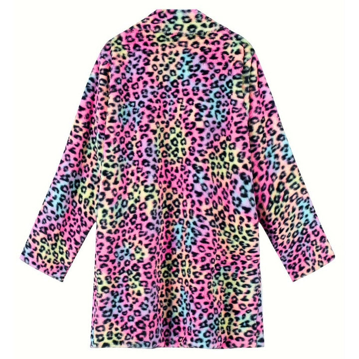 Plus Size Leopard print Open Cardigan Long Jacket