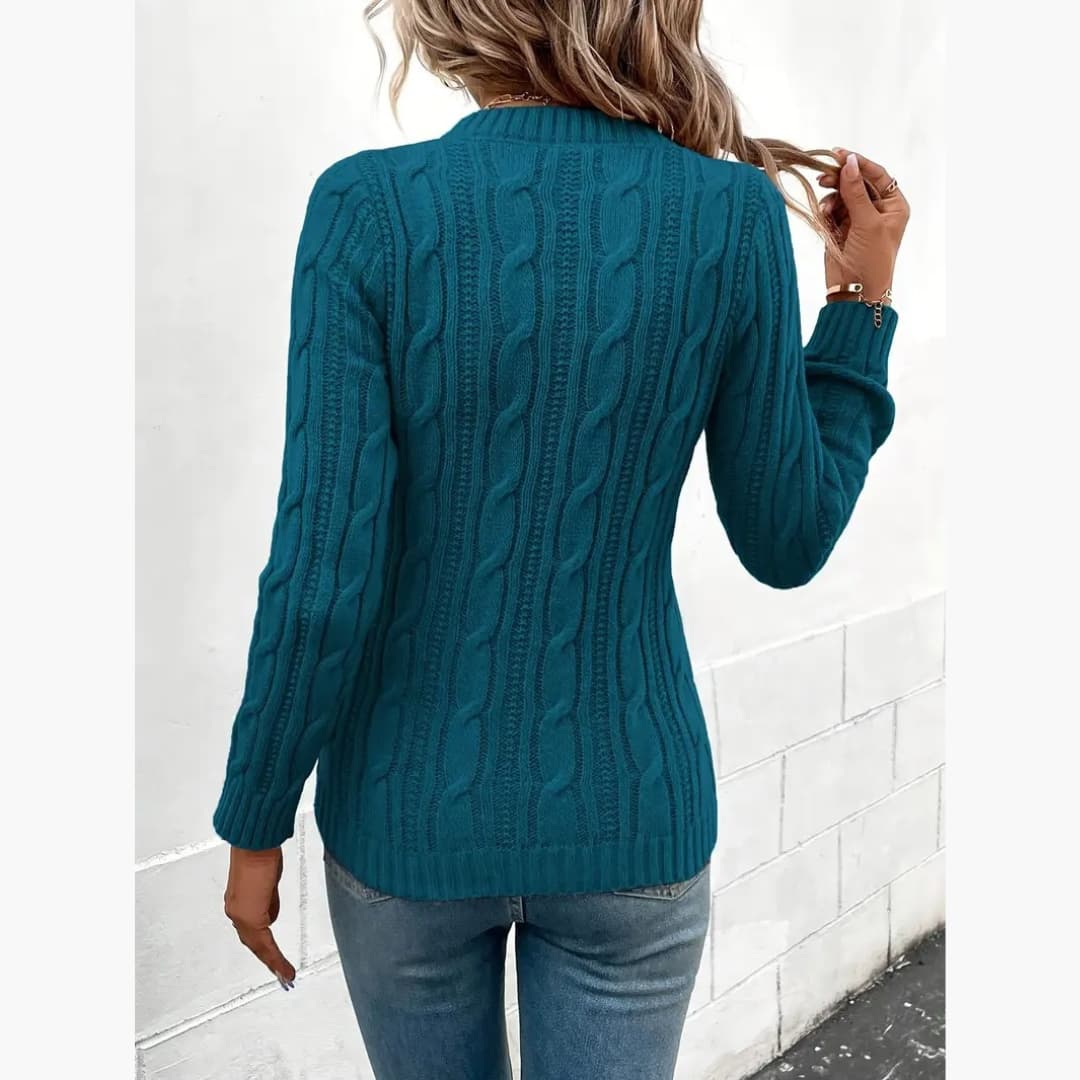 Women Cable-knit Jumper Round Neck