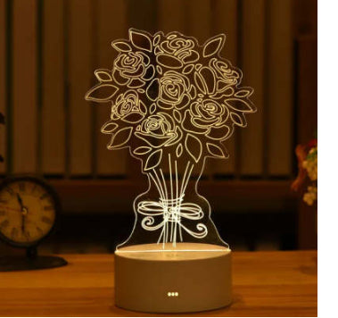 3D-lampa i akryl med USB och LED, många motiv för barnrum och hem