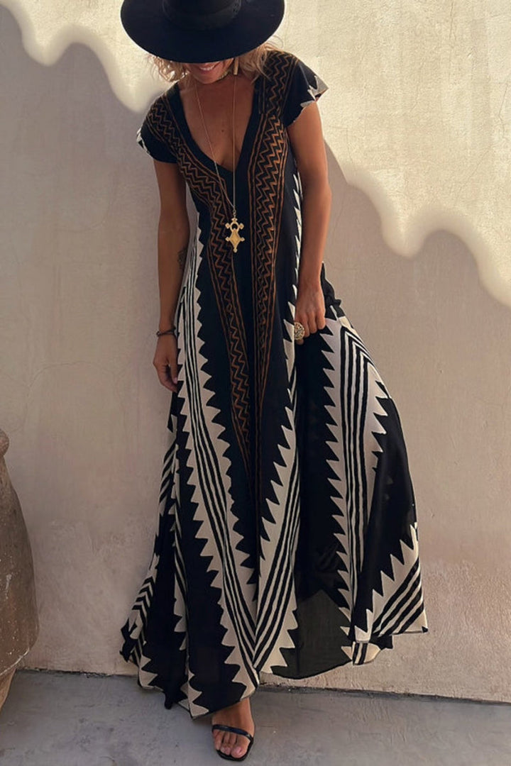 Mira Trendy Aztec-inspired liver dress for women