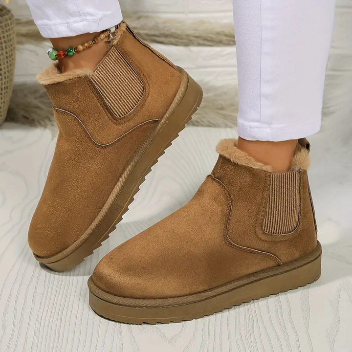 Dames winter boots with plush lining and zip on side