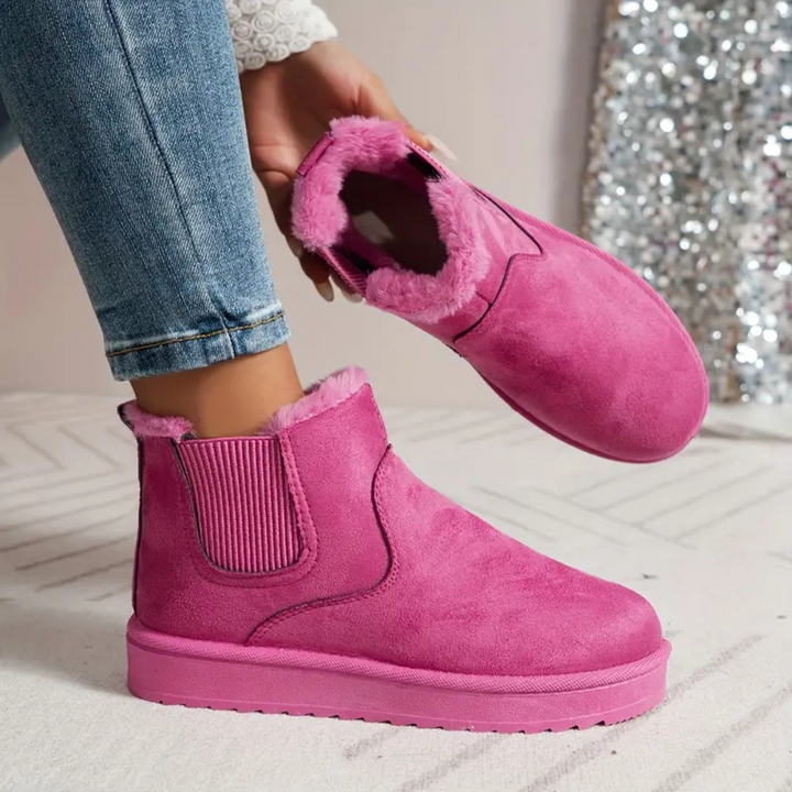 Dames winter boots with plush lining and zip on side
