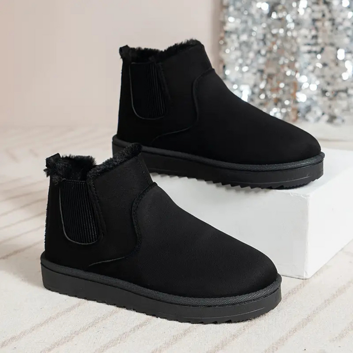 Dames winter boots with plush lining and zip on side