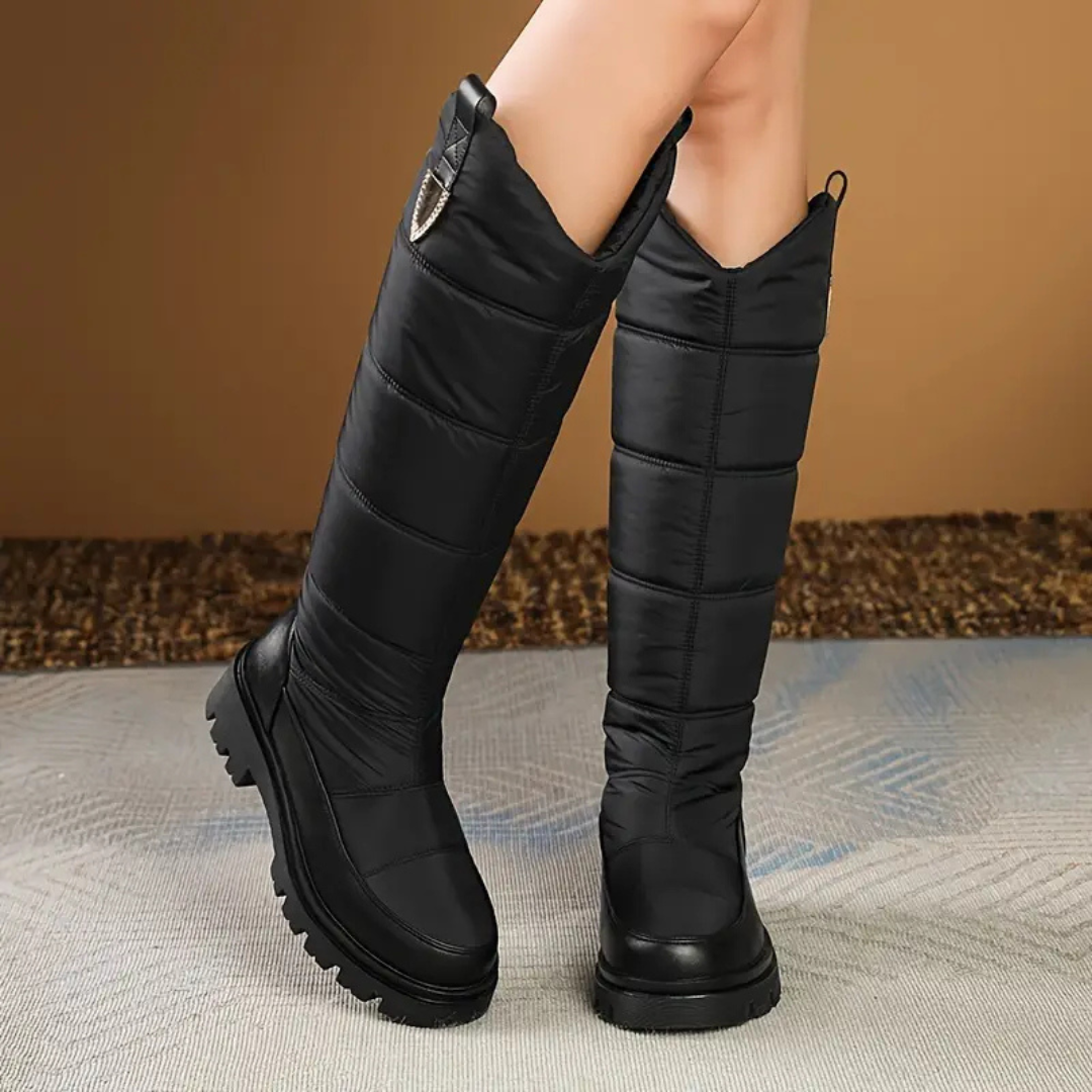 Waterproof damestövler with fleece lining and non-slip sole