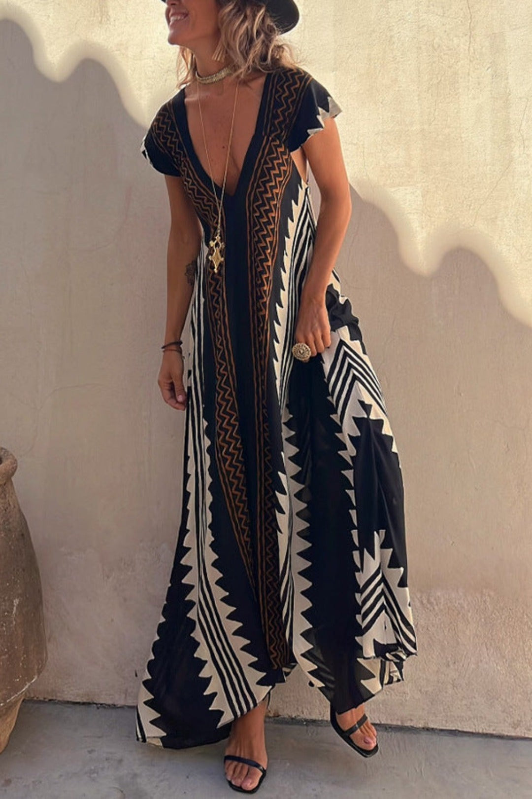 Mira Trendy Aztec-inspired liver dress for women