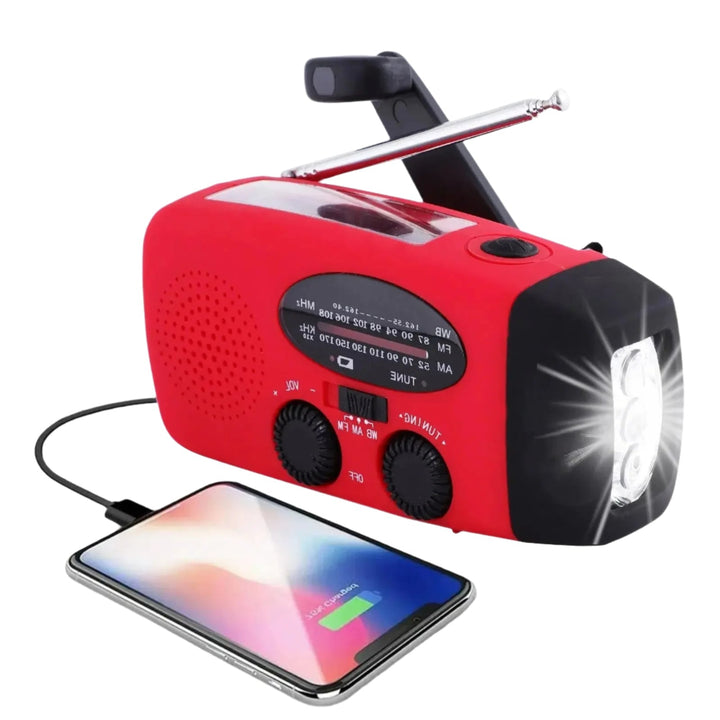 Portable Emergency Radio with LED Flashlight and Powerbank