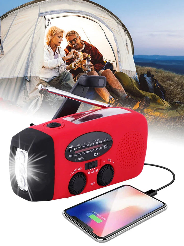 Portable Emergency Radio with LED Flashlight and Powerbank