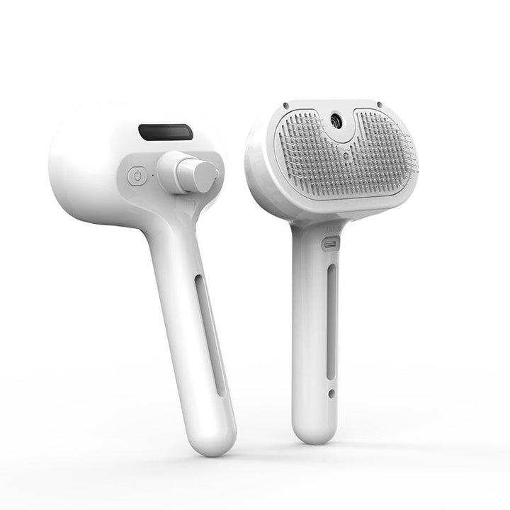 Vit pälsborste med dimspray för katt