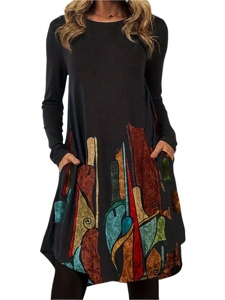 Women Midi Dress with Flattering Design and Kunstneriske Patterns