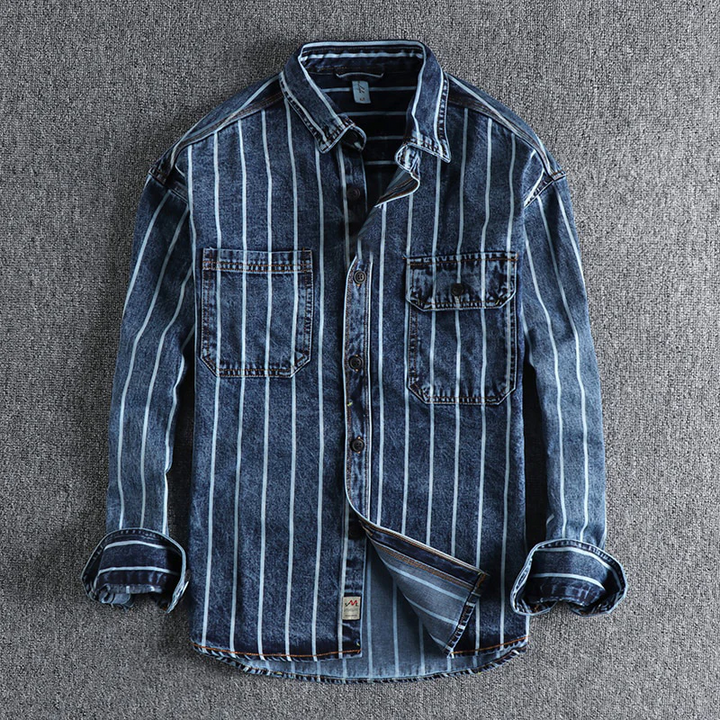 Håkon™ - Striped denim shirt with a modern cut