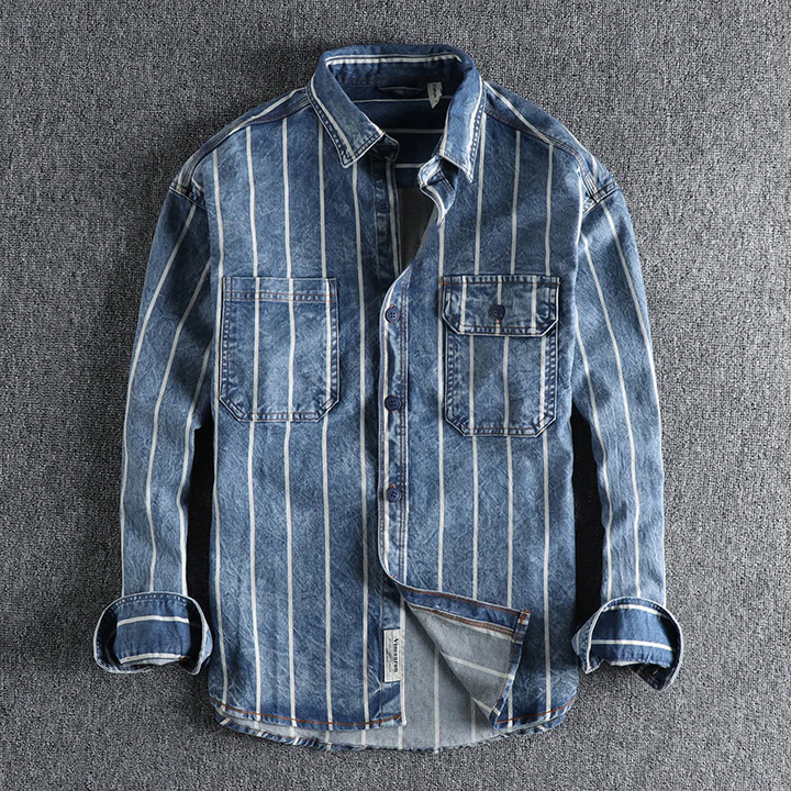 Håkon™ - Striped denim shirt with a modern cut