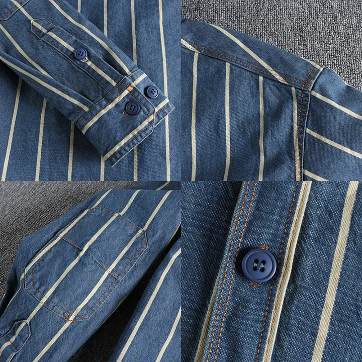 Håkon™ - Striped denim shirt with a modern cut