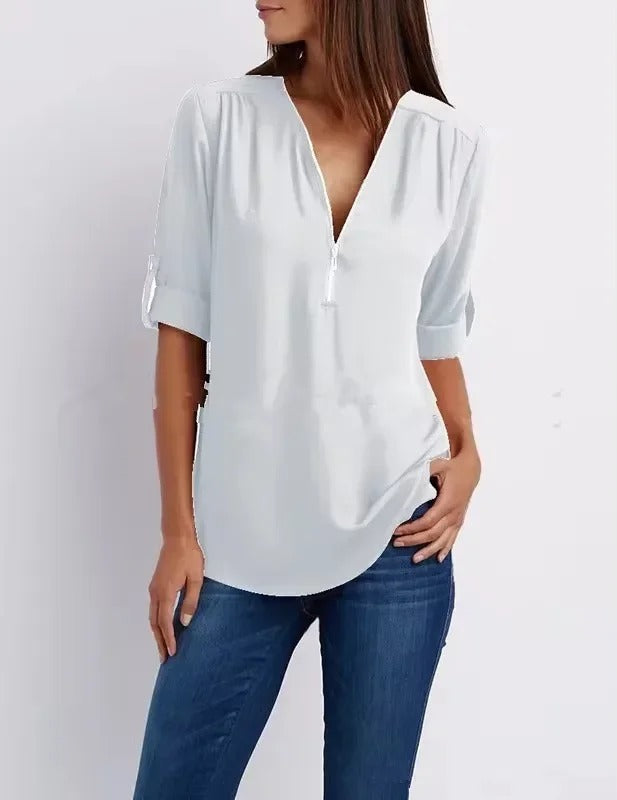 Blouse with Deep V-neck for women