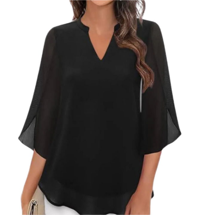 Women Elegant Lagdelt V-Neck Blouse for Every Occasion