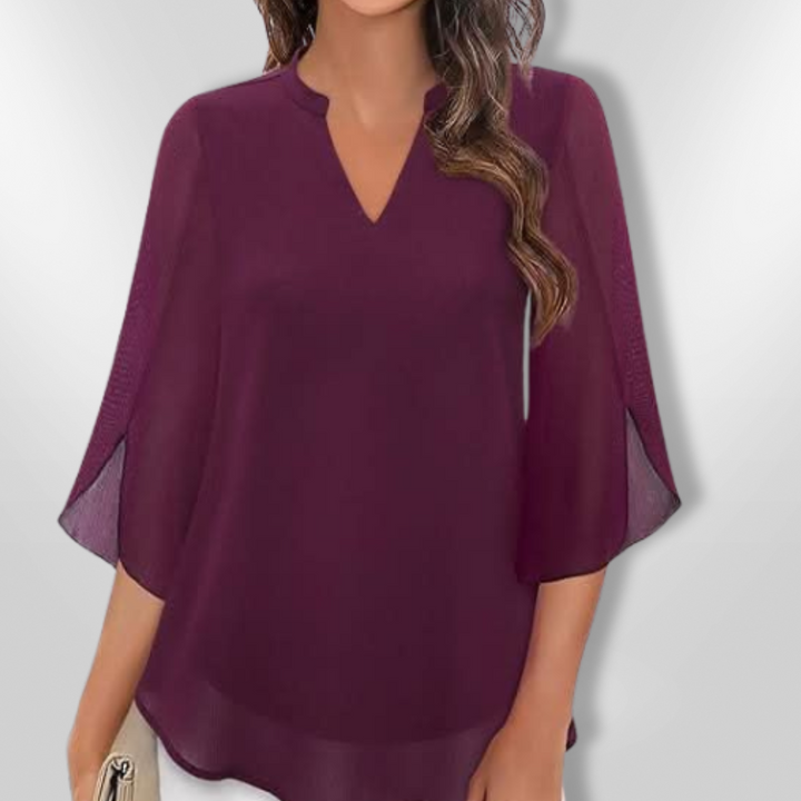 Women Elegant Lagdelt V-Neck Blouse for Every Occasion
