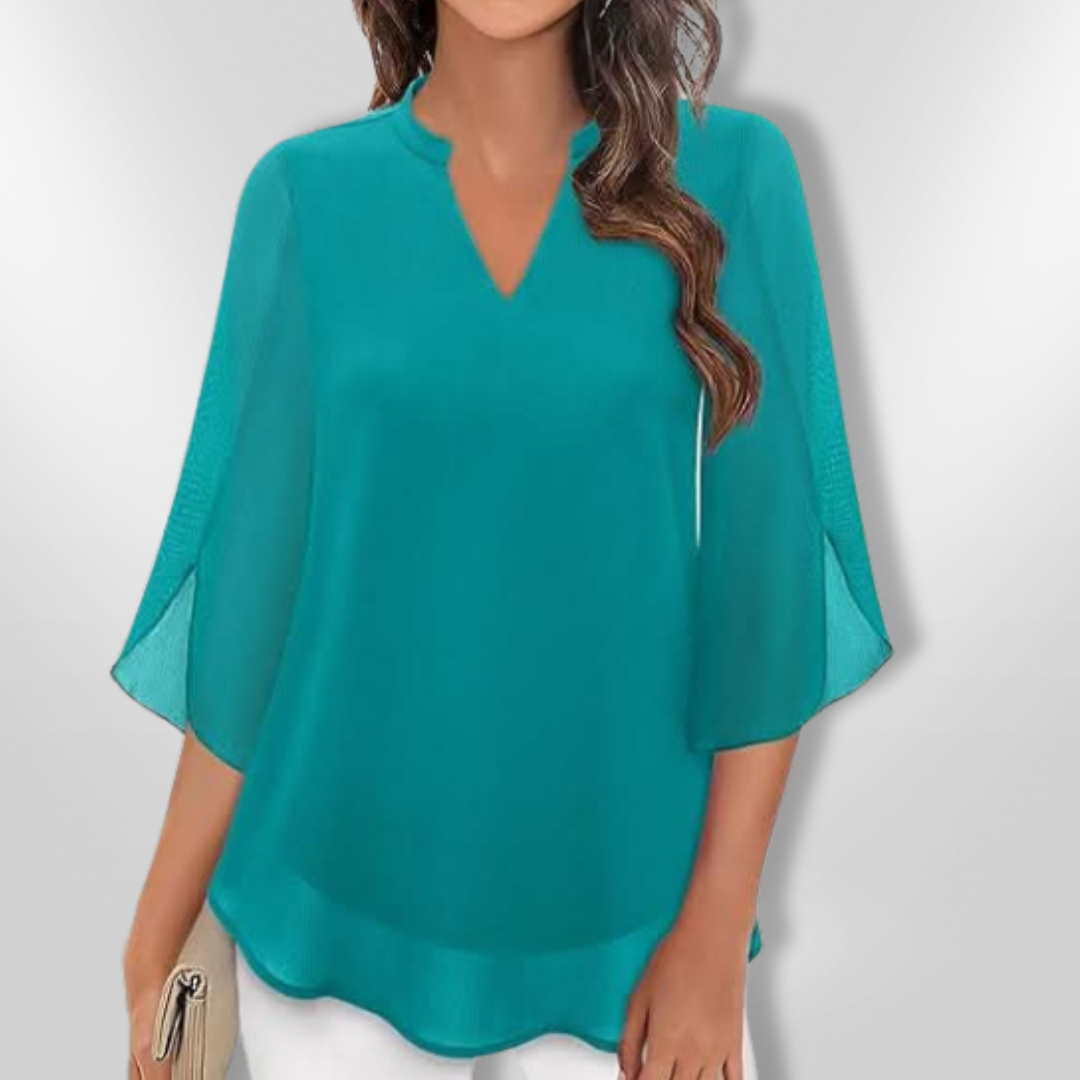 Women Elegant Lagdelt V-Neck Blouse for Every Occasion