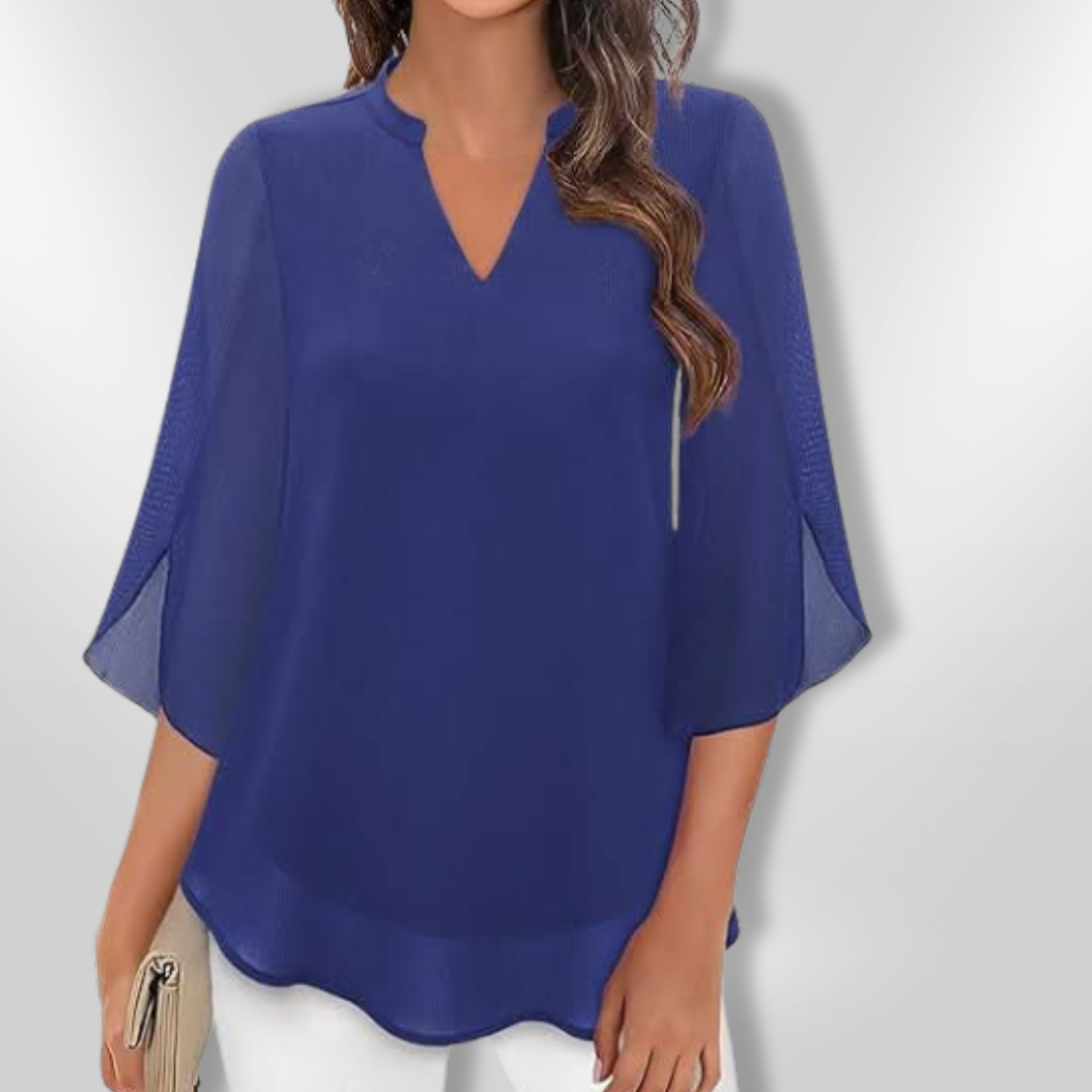 Women Elegant Lagdelt V-Neck Blouse for Every Occasion