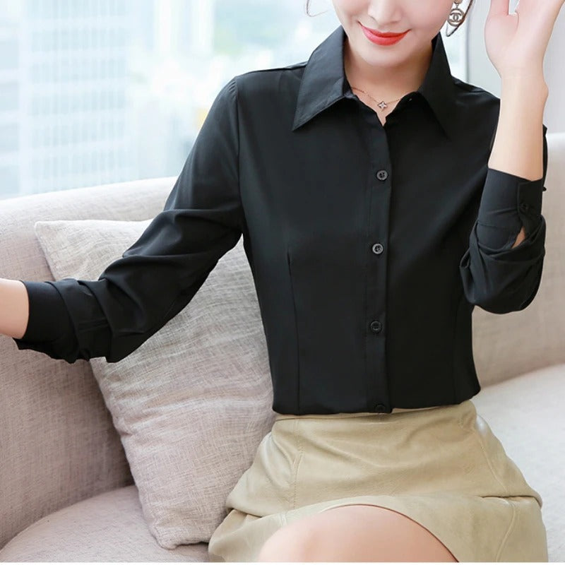 Women Long-sleeved Kontorbluse – Elegant &amp; Comfortable